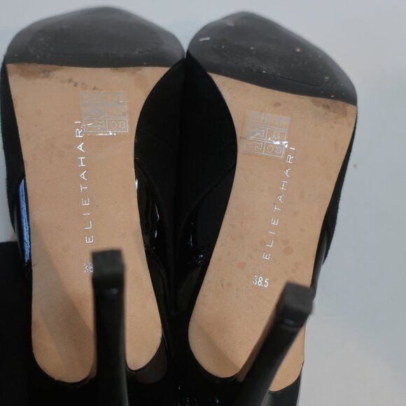 Womens Elie Tahari Black Suede Pointy Slingback Heels Pumps 38.5 US/8.5 - Picture 9 of 11